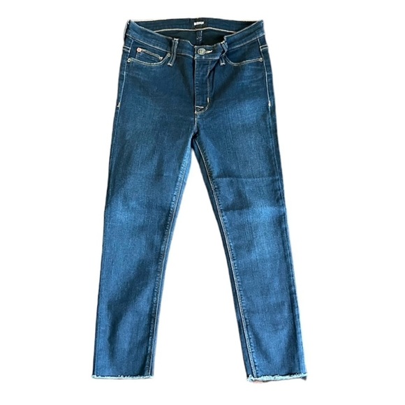 HUDSON Denim Nico Mid Rise Ankle Raw Hem Super Skinny Dark Wash Wayf Size 27 - Picture 1 of 9